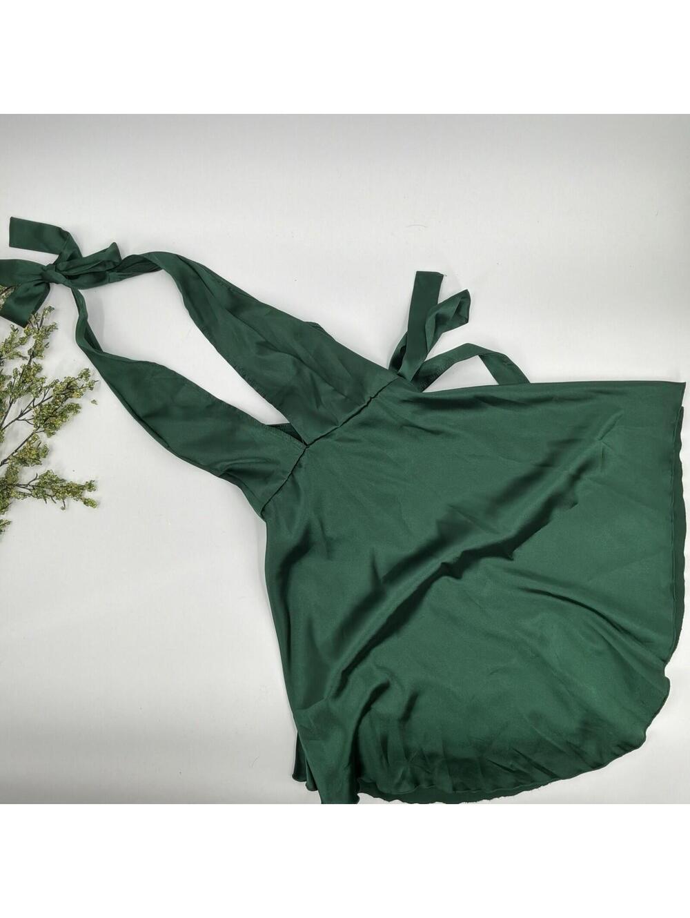 Green Satin Halter Top Dress Size M